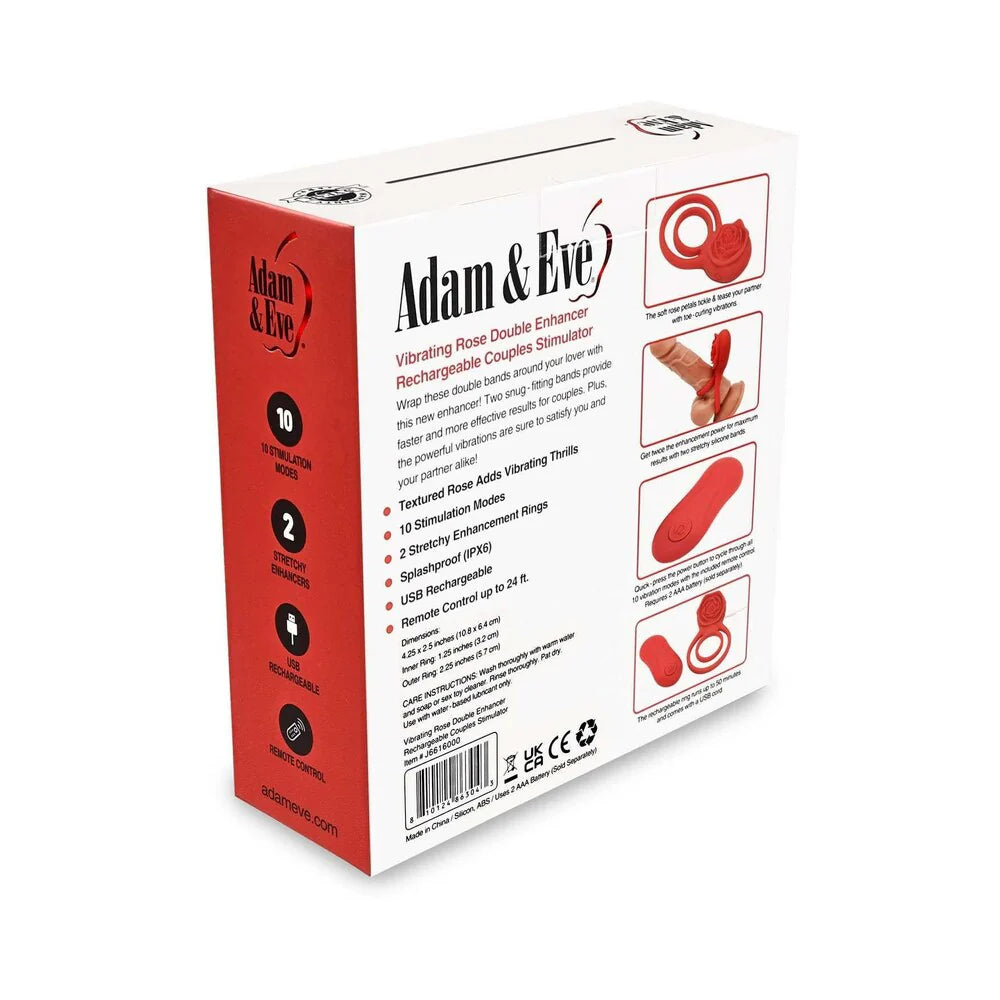 Couples Double Ring Vibrating Rose - Cock Ring