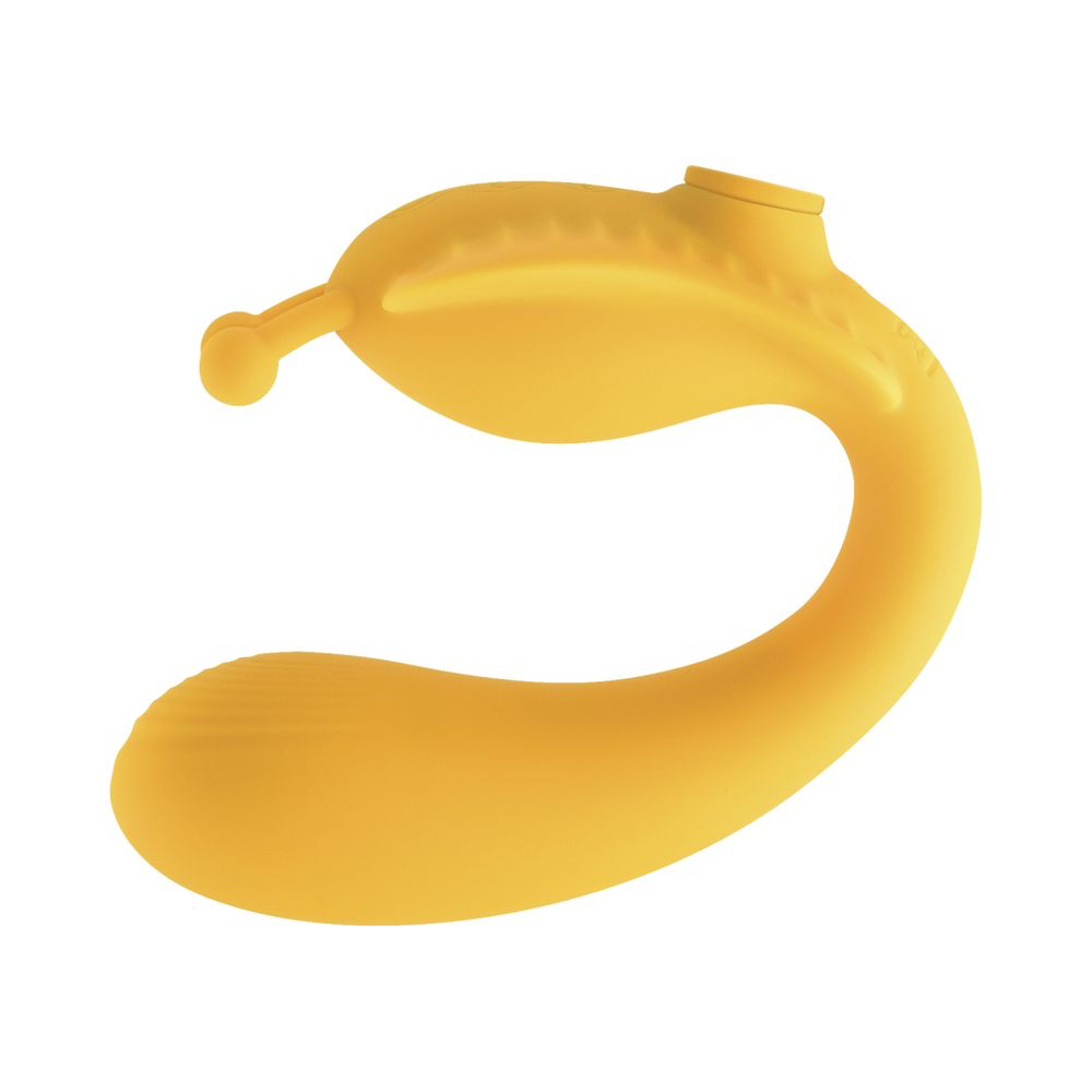 Evolved Monarch Rechargeable Silicone Multifunction Vibrating Strapless Strap-On Yellow
