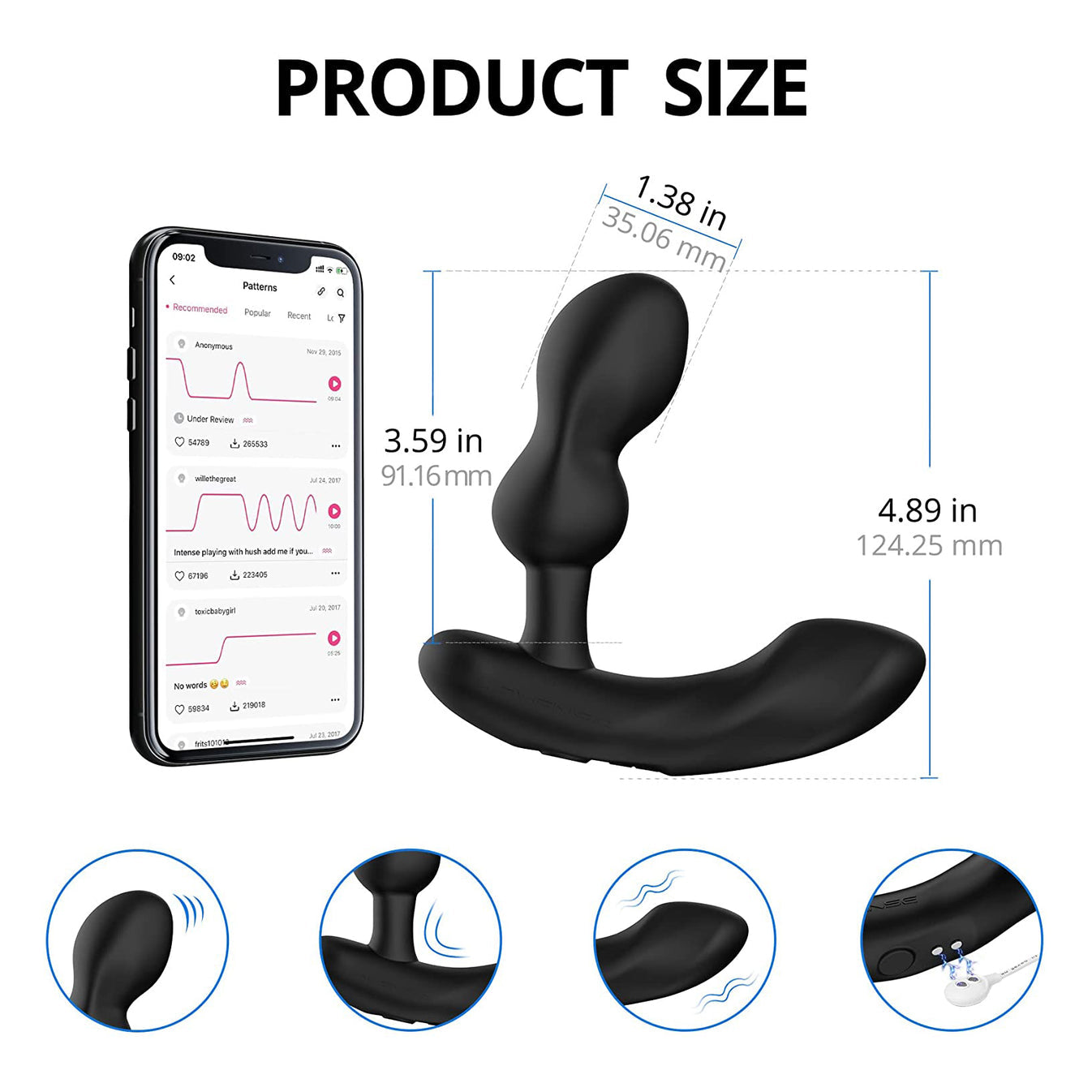 Lovense Edge 2 Bluetooth Remote-Controlled Adjustable Prostate Massager