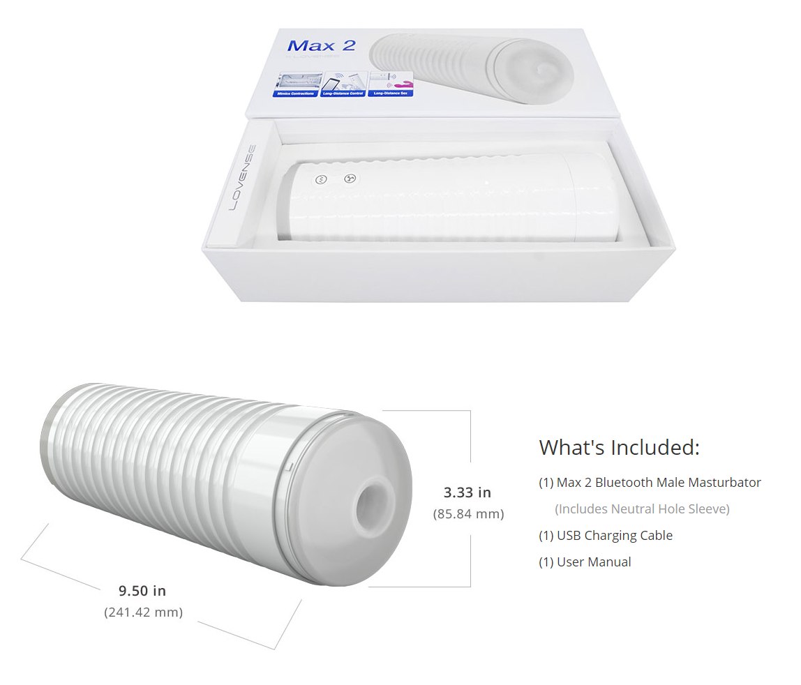 Lovense Max 2 Bluetooth App-Controlled Vibrating and Suction Masturbator (Neutral Sleeve)