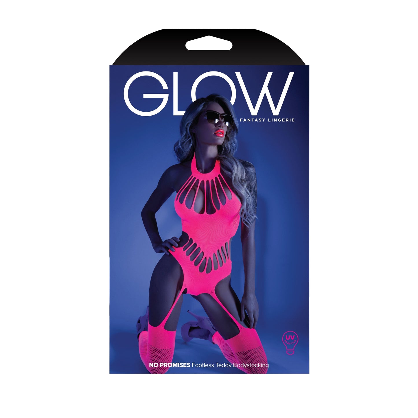 No Promises Teddy Bodystocking - One Size - Neon Pink