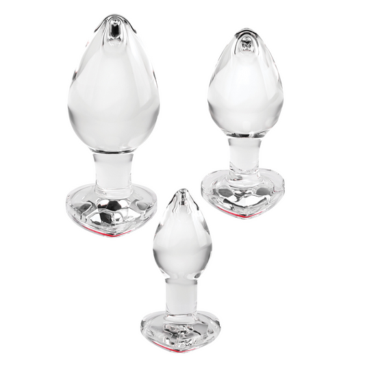 Red Heart Gem - 3 Glass Plug Set