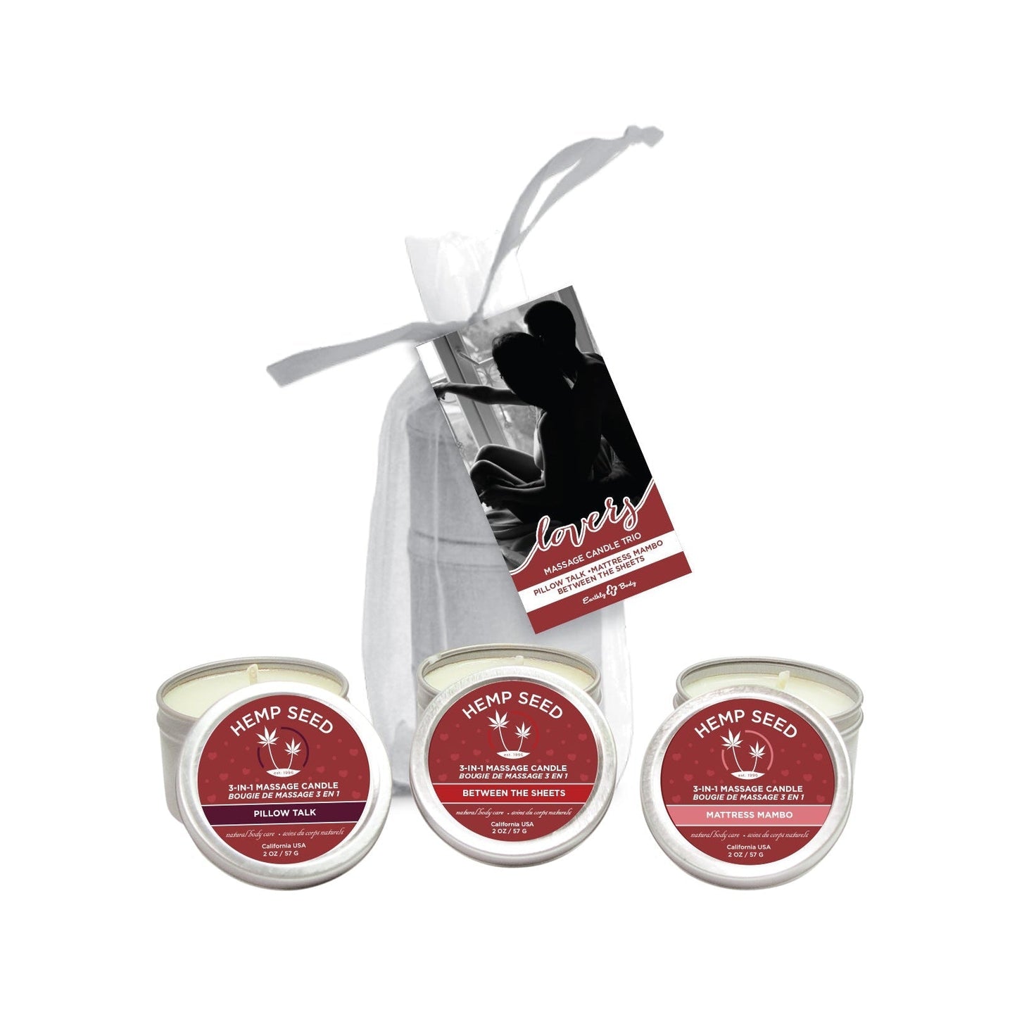 Valentine Trio - 2 Oz. Valentine's Candles in Organza Bag