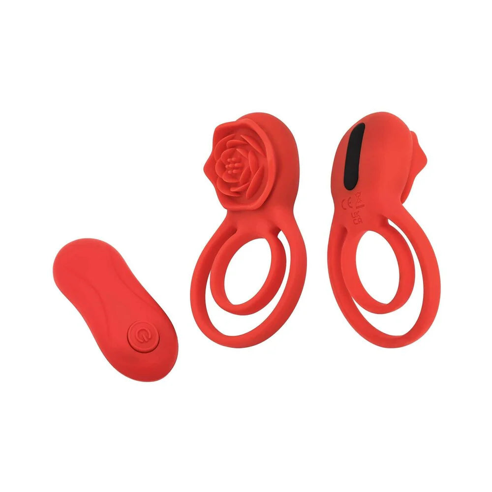 Couples Double Ring Vibrating Rose - Cock Ring