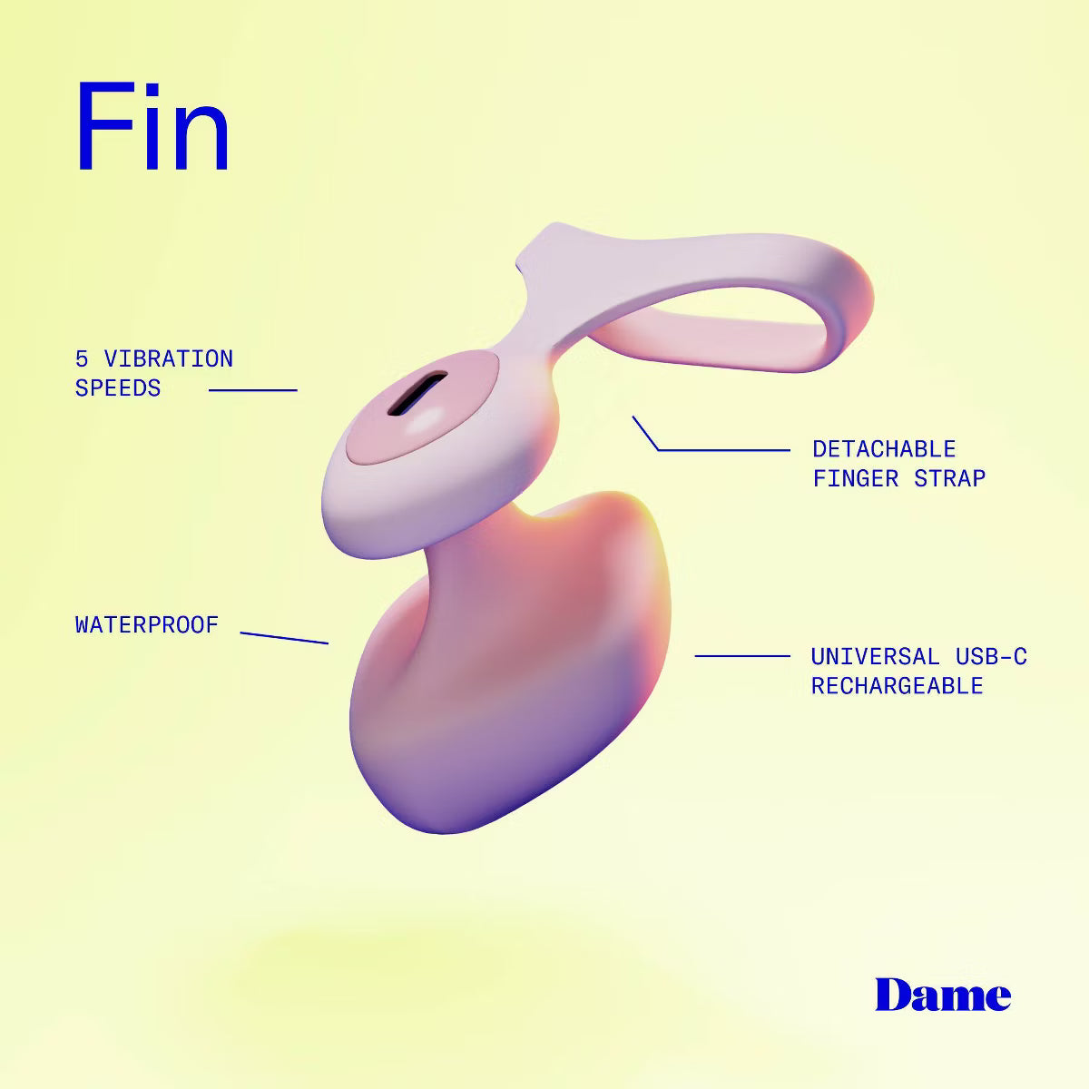 Dame Fin 2.0 Finger Vibrator - Quartz