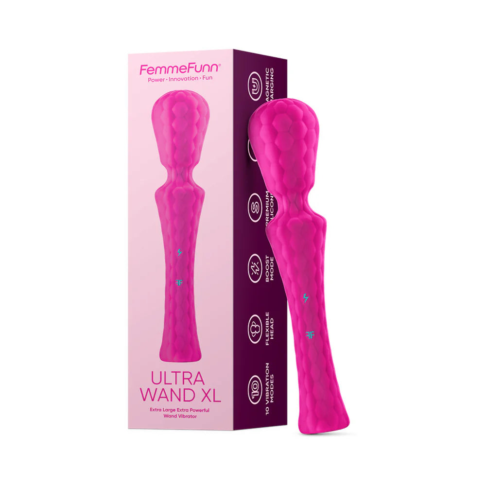 FemmeFunn Ultra Wand XL — Rechargeable Flexible Wand Vibrator & Body Massager Pink