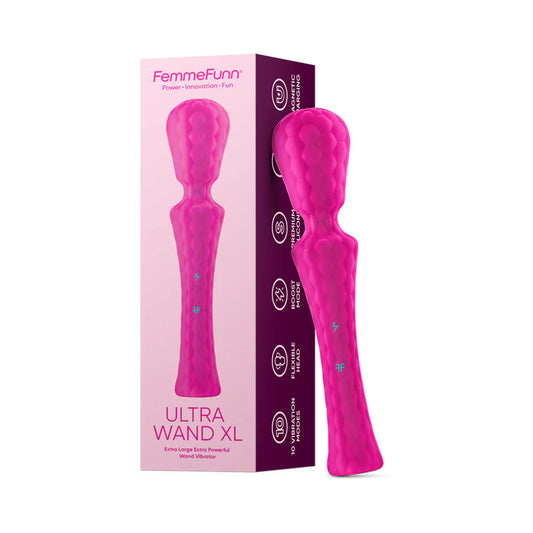 FemmeFunn Ultra Wand XL — Rechargeable Flexible Wand Vibrator & Body Massager Pink