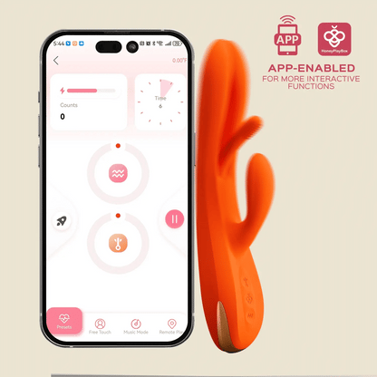 Honey Play Box Terri App-Controlled Kinky Finger Tapping Rabbit Vibrator-Purple