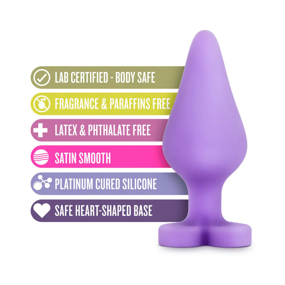 Naughty Candy Hearts Silicone Anal Plug – 'Do Me Now' Purple by Blush
