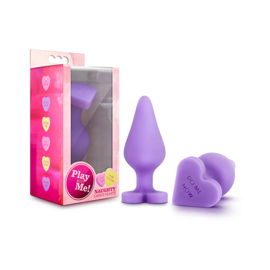 Naughty Candy Hearts Silicone Anal Plug – 'Do Me Now' Purple by Blush