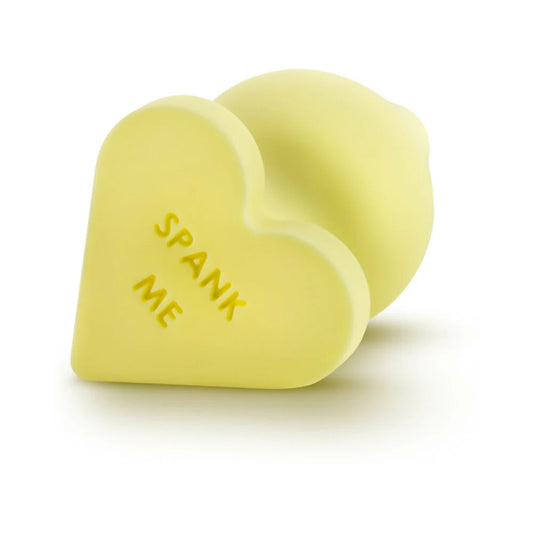 Naughty Candy Hearts Silicone Anal Plug – 'Spank Me' Yellow by Blush
