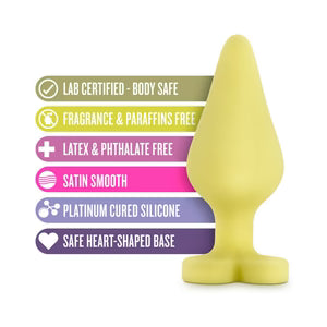 Naughty Candy Hearts Silicone Anal Plug – 'Spank Me' Yellow by Blush