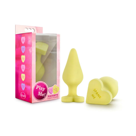 Naughty Candy Hearts Silicone Anal Plug – 'Spank Me' Yellow by Blush