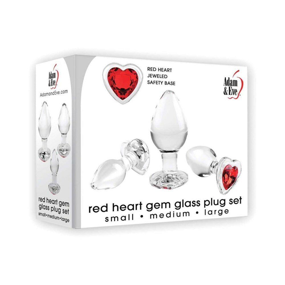 Red Heart Gem - 3 Glass Plug Set