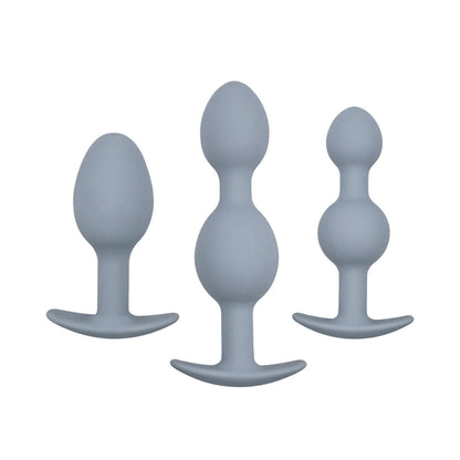 Vibra-Ball Trio Weighted Anal Plug Training Set – 3 Graduated Sizes by Adam & Eve