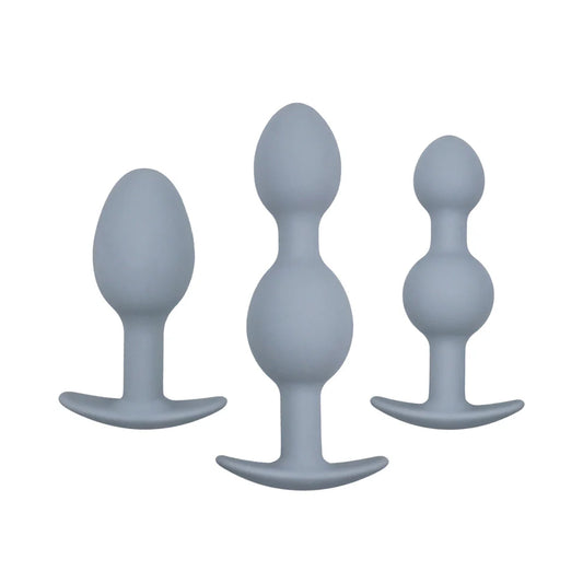 Vibra-Ball Trio Weighted Anal Plug Training Set – 3 Graduated Sizes by Adam & Eve