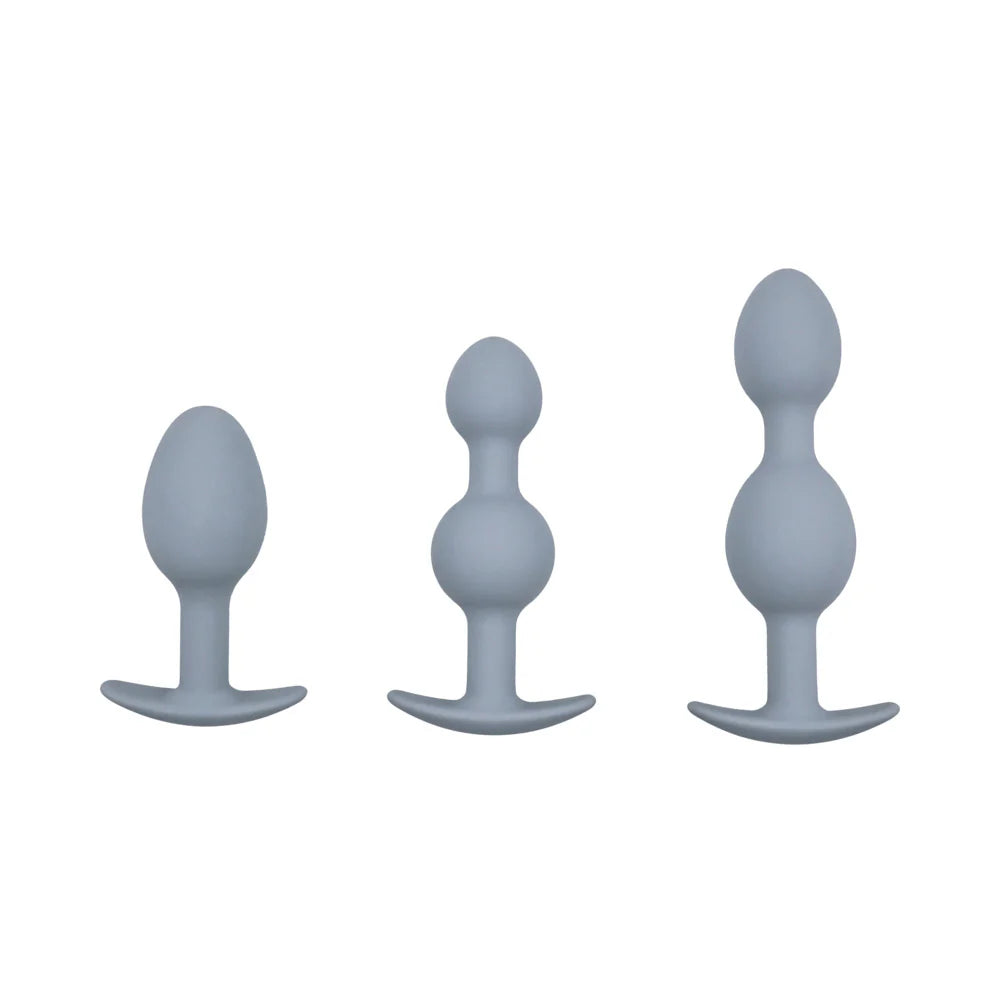 Vibra-Ball Trio Weighted Anal Plug Training Set – 3 Graduated Sizes by Adam & Eve