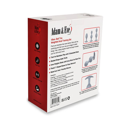 Vibra-Ball Trio Weighted Anal Plug Training Set – 3 Graduated Sizes by Adam & Eve