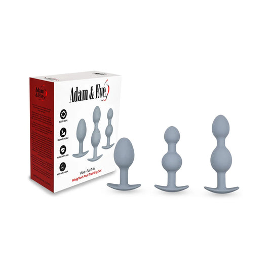Vibra-Ball Trio Weighted Anal Plug Training Set – 3 Graduated Sizes by Adam & Eve