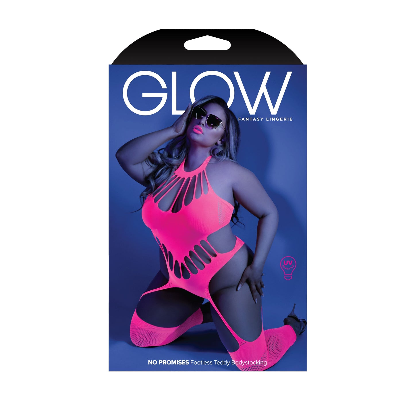No Promises Teddy Bodystocking - One Size - Neon Pink