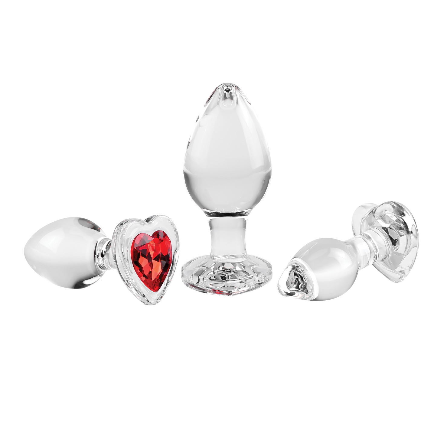 Red Heart Gem - 3 Glass Plug Set