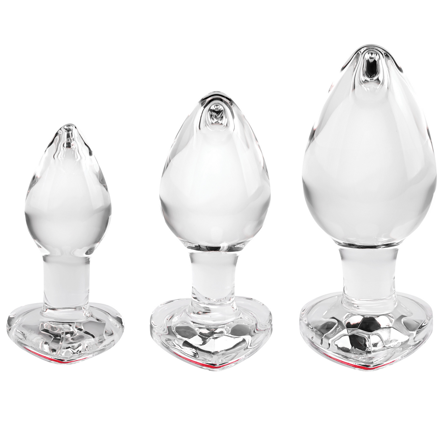 Red Heart Gem - 3 Glass Plug Set