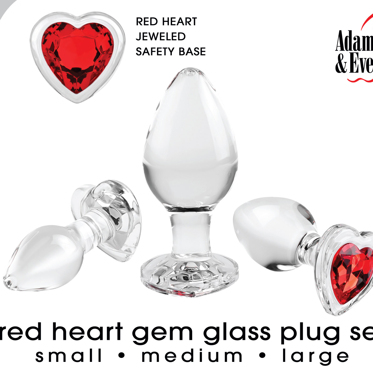 Red Heart Gem - 3 Glass Plug Set