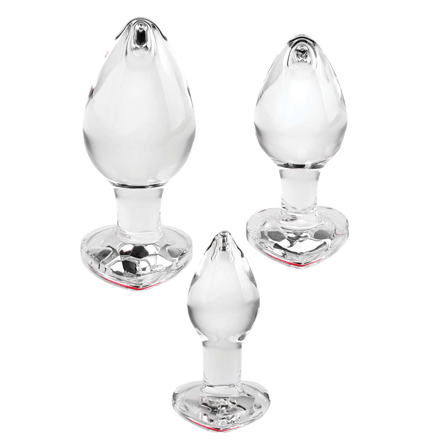 Red Heart Gem - 3 Glass Plug Set