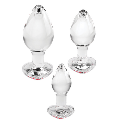 Red Heart Gem - 3 Glass Plug Set
