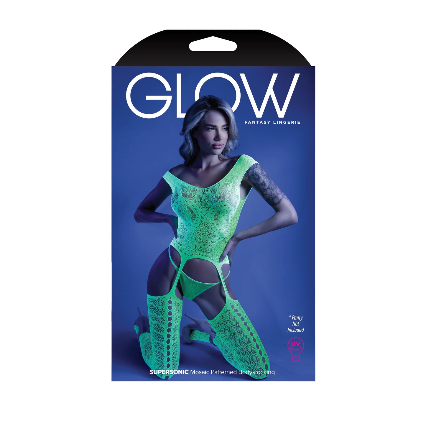 Supersonic Mosaic Bodystocking - One Size- Neon Green