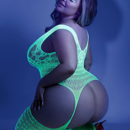 Supersonic Mosaic Bodystocking - Queen - Neon Green