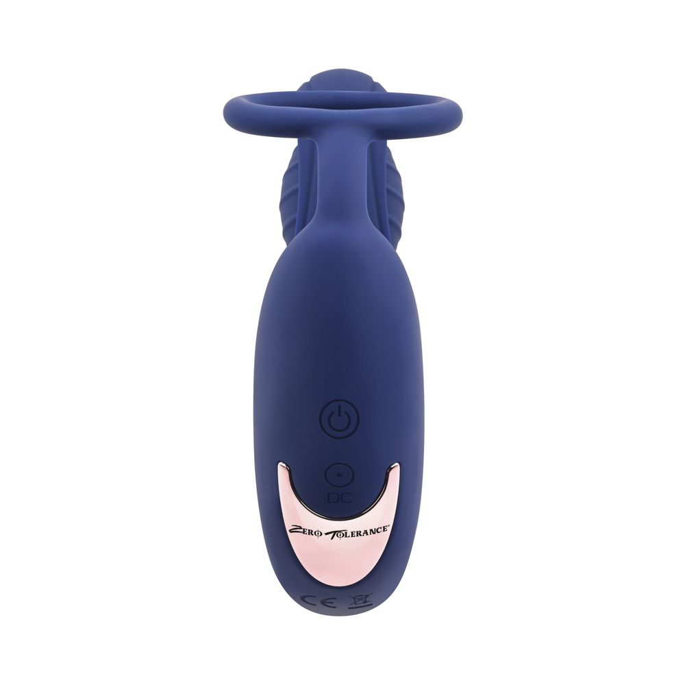 Zero Tolerance Extra Mile Rechargeable Remote-Controlled Silicone Vibrating Prostate Massager with C-Ring Blue
