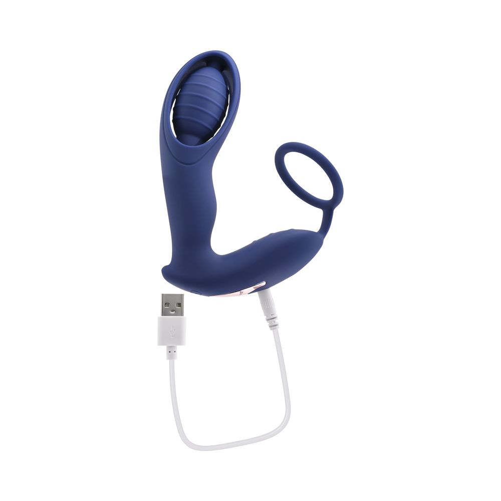 Zero Tolerance Extra Mile Rechargeable Remote-Controlled Silicone Vibrating Prostate Massager with C-Ring Blue