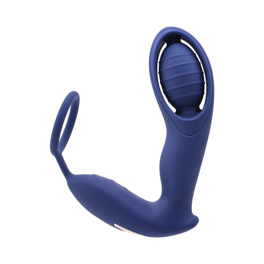 Zero Tolerance Extra Mile Rechargeable Remote-Controlled Silicone Vibrating Prostate Massager with C-Ring Blue